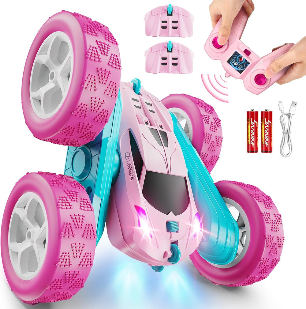 Pink QUNREDA Q1 4WD remote control stunt car
