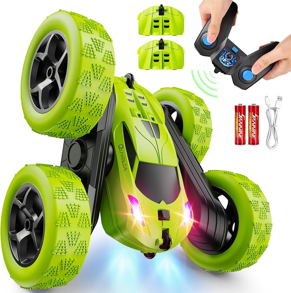Green QUNREDA Q1 4WD remote control stunt car