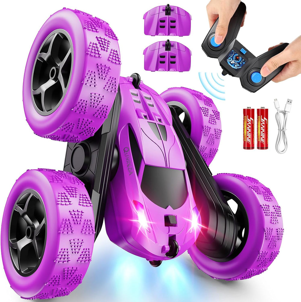Purple QUNREDA Q1 4WD remote control stunt car